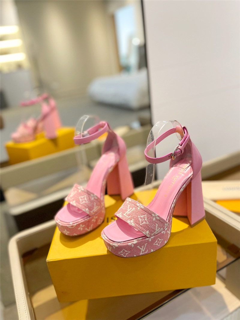 l0vis Vvtt0n monogram jacquard denim platform sandals