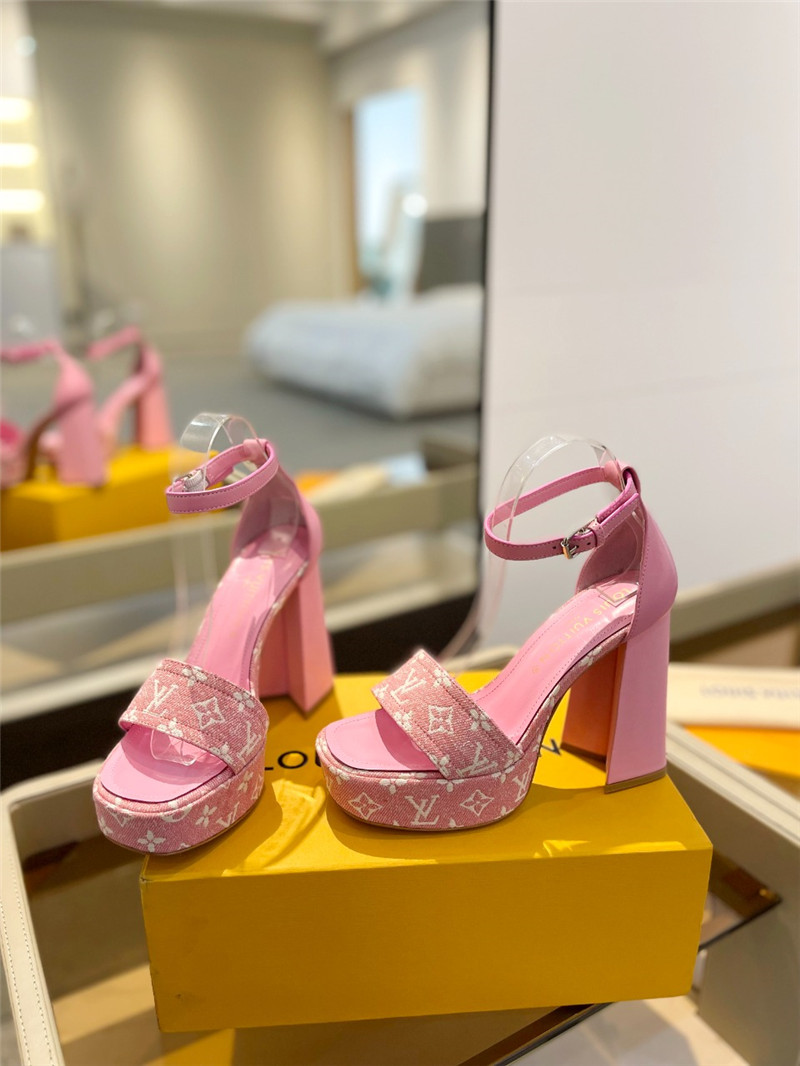 l0vis Vvtt0n monogram jacquard denim platform sandals