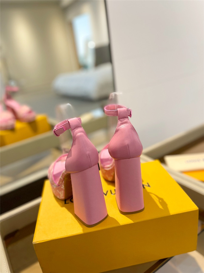 l0vis Vvtt0n monogram jacquard denim platform sandals