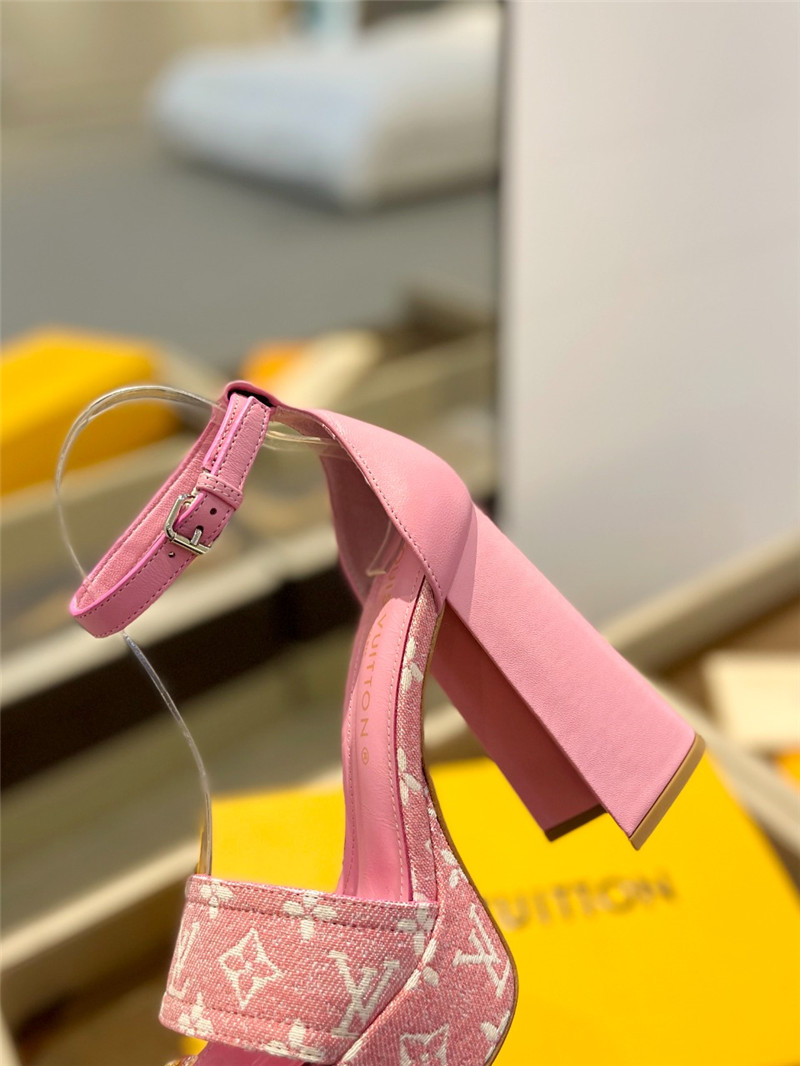 l0vis Vvtt0n monogram jacquard denim platform sandals