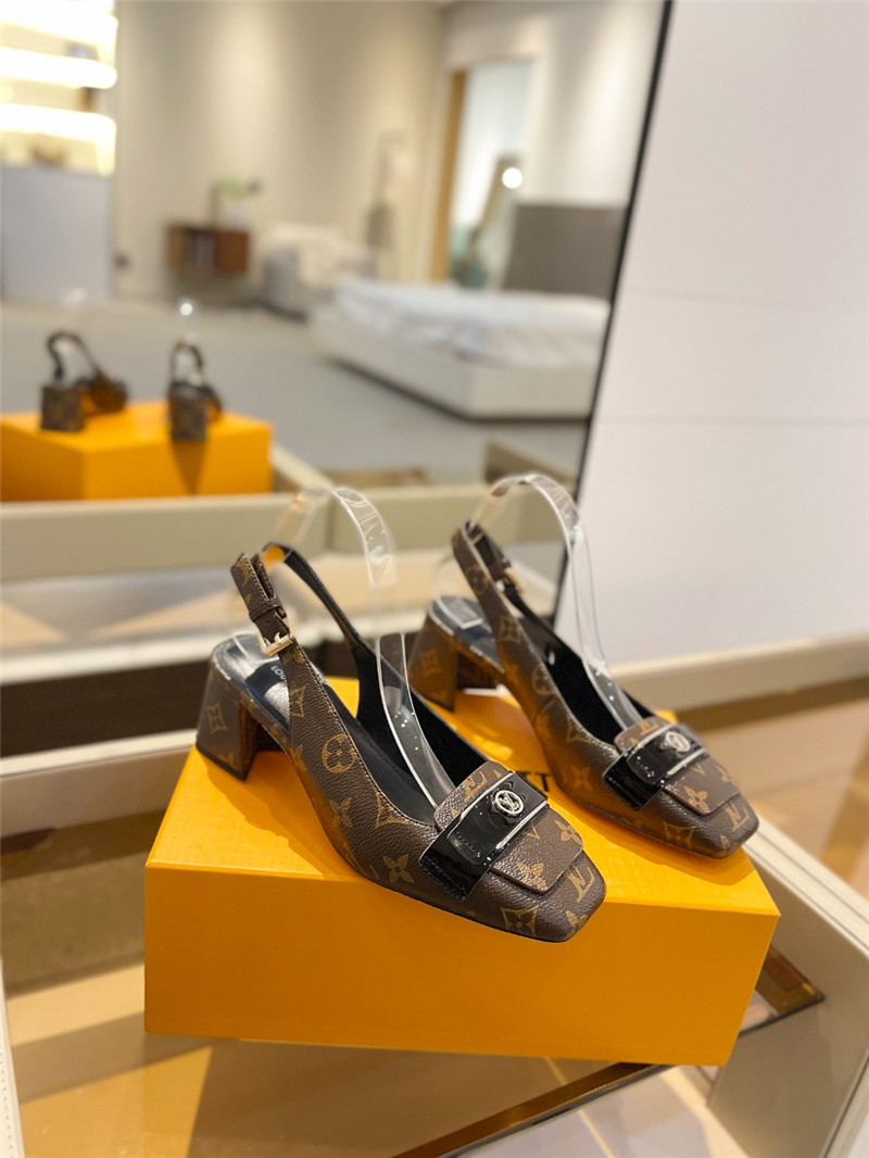 l0vis Vvtt0n monogram leather shake slingback pumps