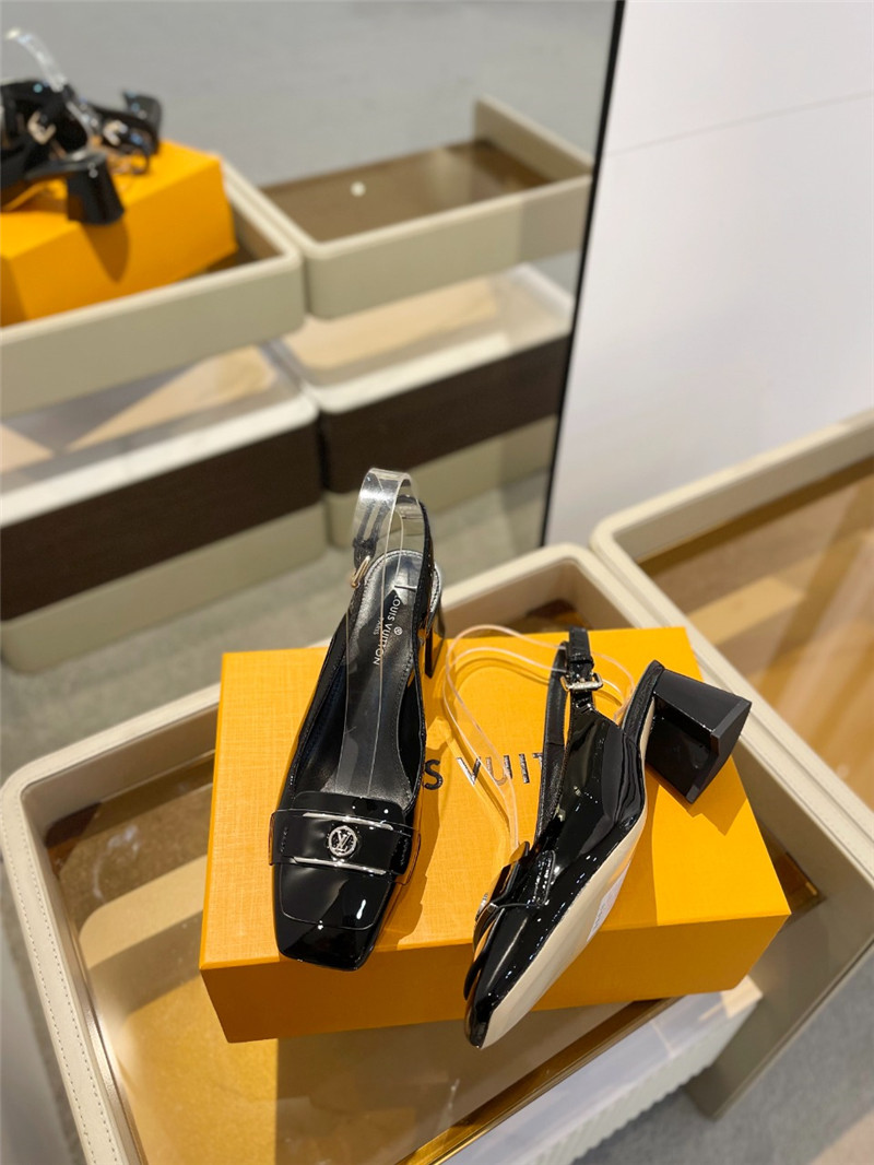 l0vis Vvtt0n black patent leather shake slingback pumps