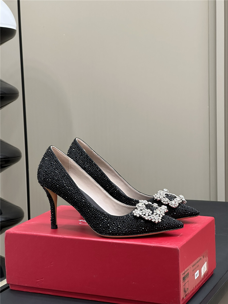 Roger Vivier Black Crystal Buckle Pumps