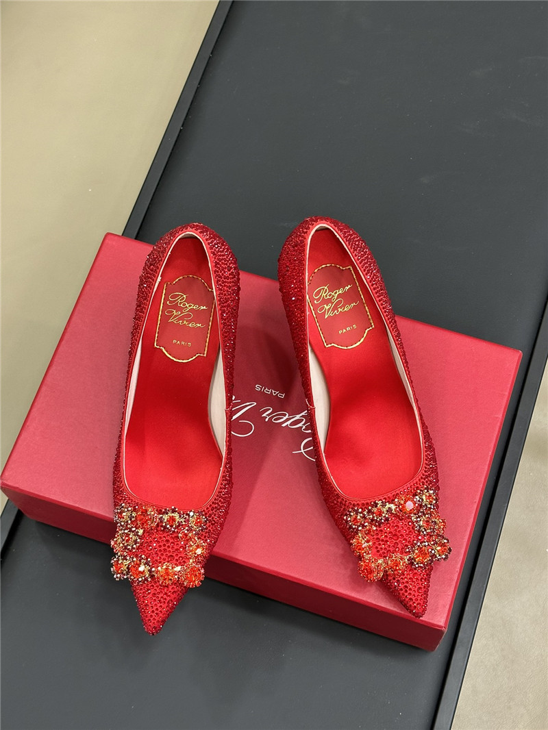 Roger Vivier Red Crystal Buckle Pumps