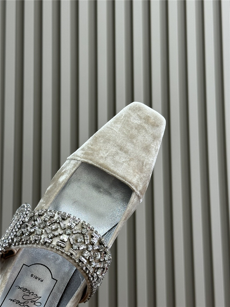 Roger Vivier Beige Velvet Belle Vivier Mary Janes