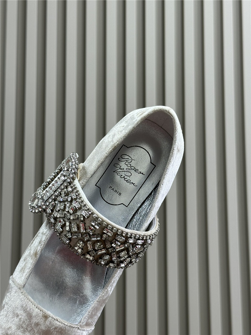 Roger Vivier Beige Velvet Belle Vivier Mary Janes