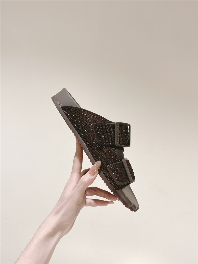 Ba1en*iaga rhinestone slippers brown