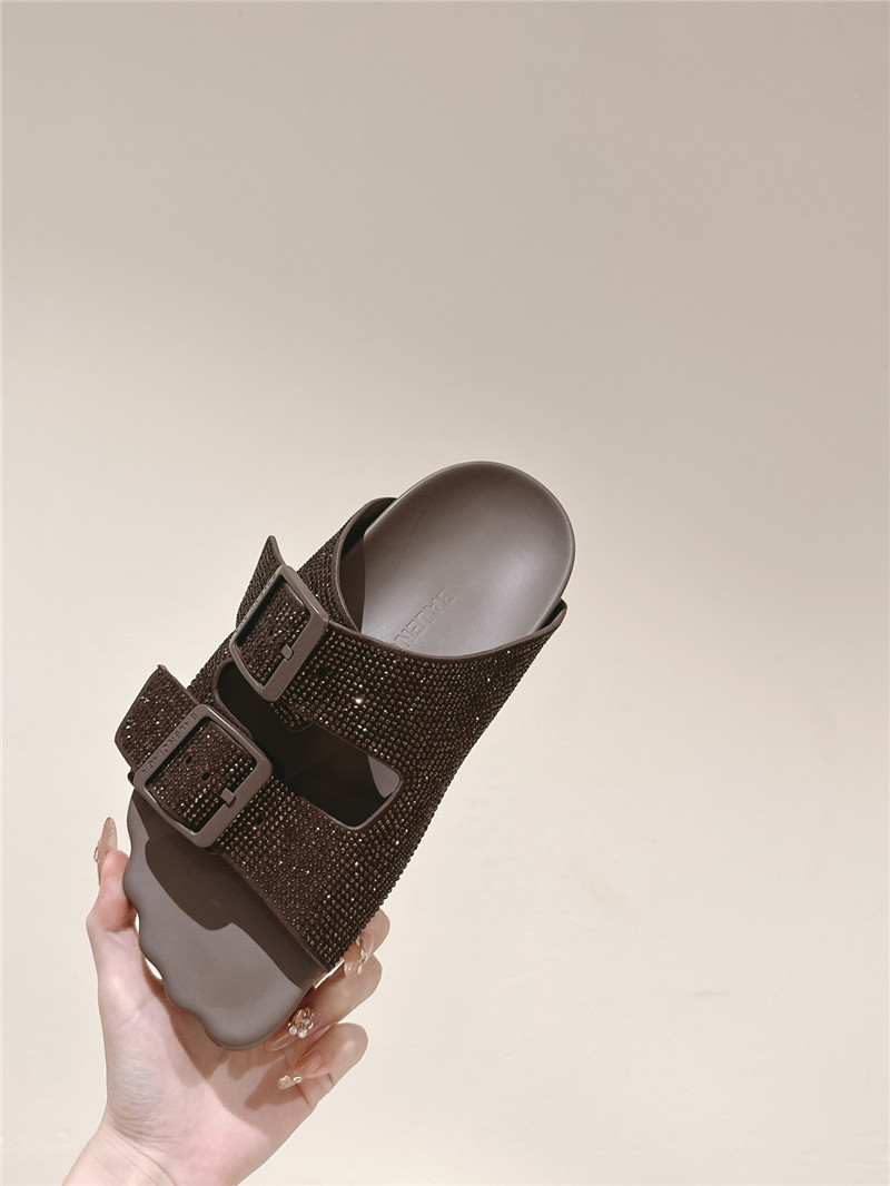 Ba1en*iaga rhinestone slippers brown