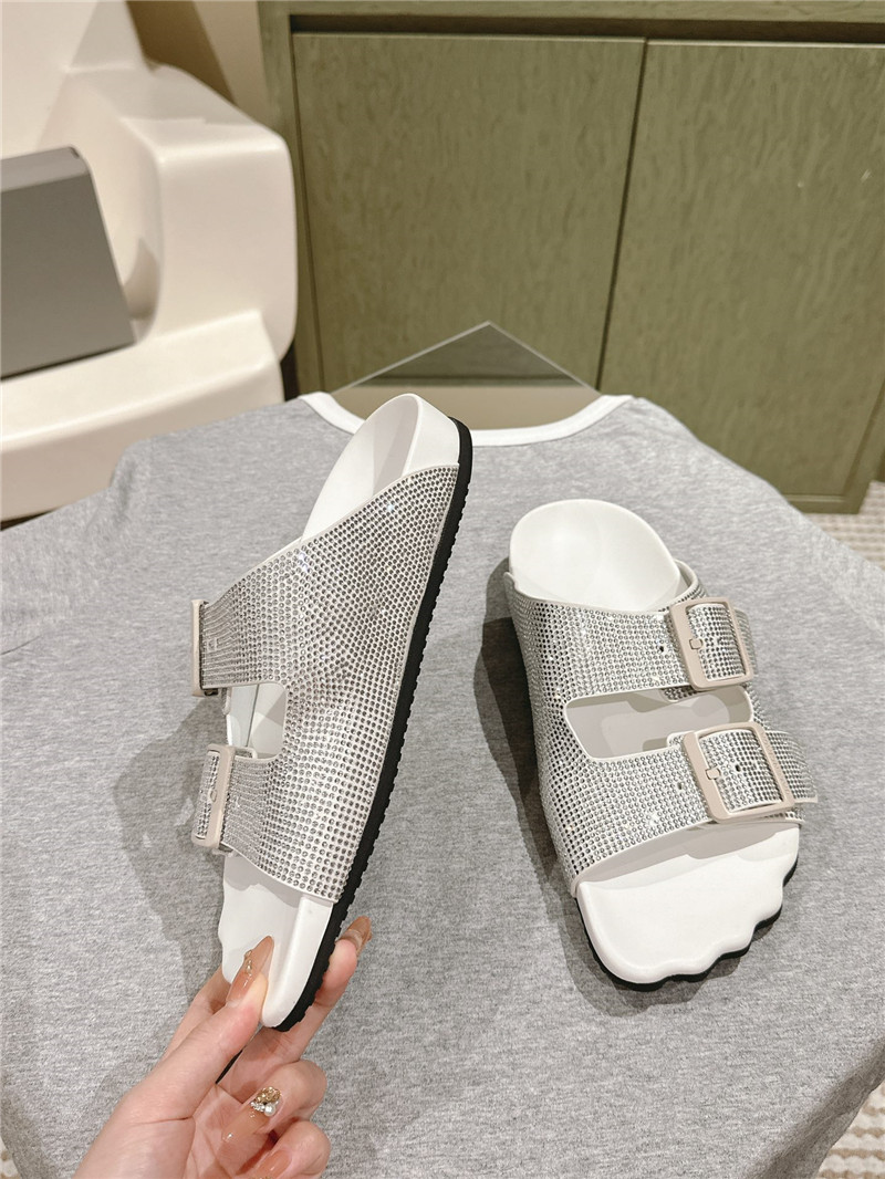 Ba1en*iaga rhinestone slippers silver