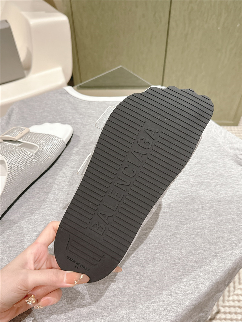 Ba1en*iaga rhinestone slippers silver