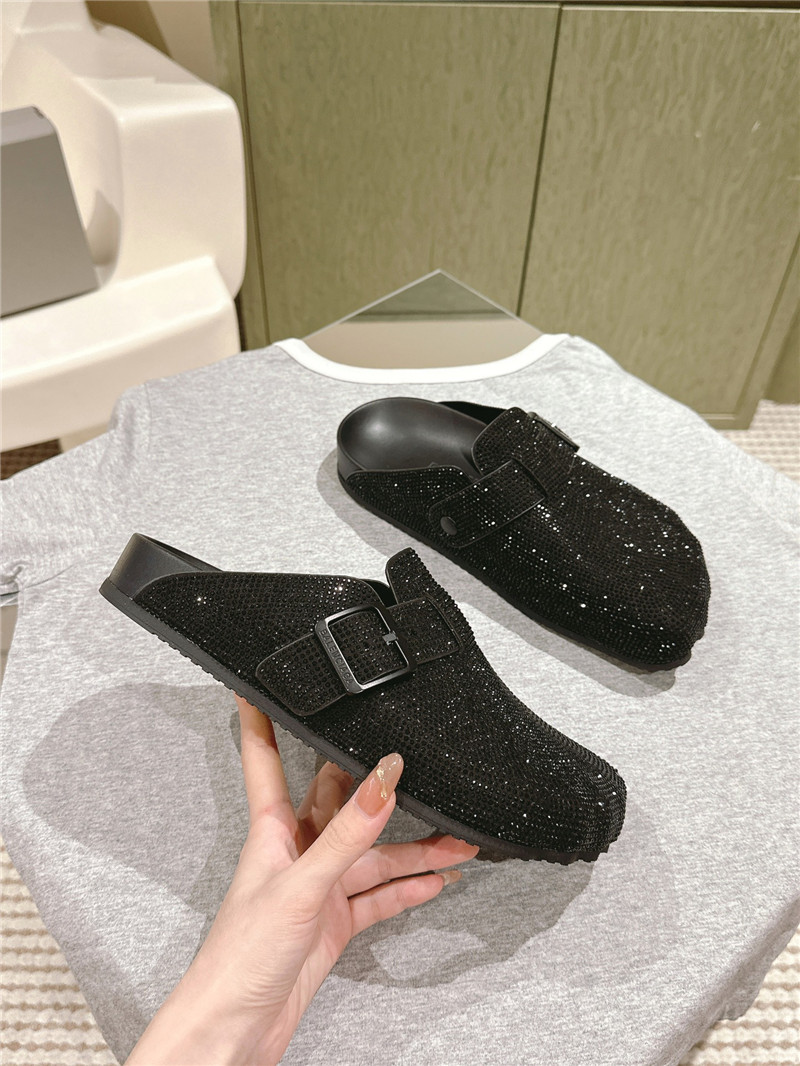 Ba1en*iaga rhinestone slippers black