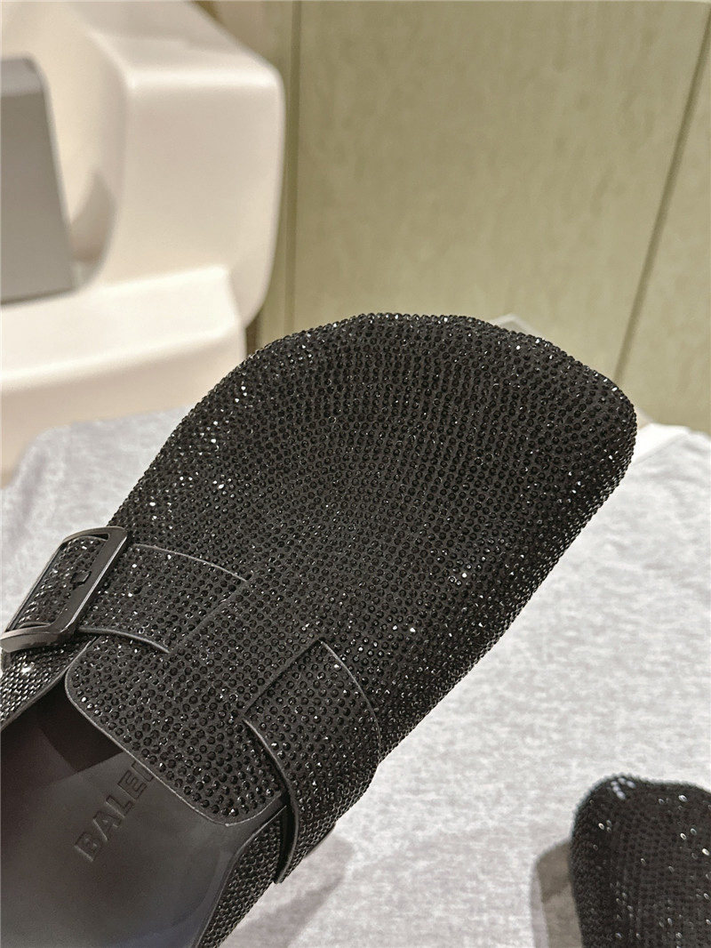 Ba1en*iaga rhinestone slippers black