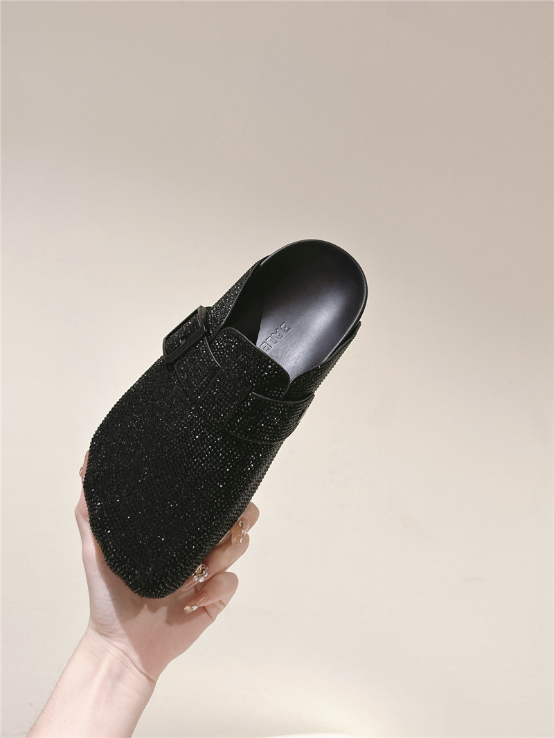 Ba1en*iaga rhinestone slippers black