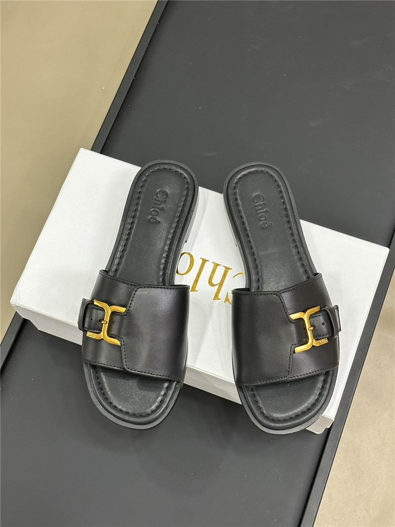 Chloé Marcie Black Leather Slides