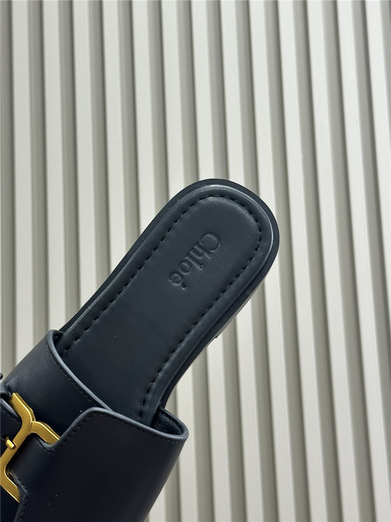 Chloé Marcie Black Leather Slides