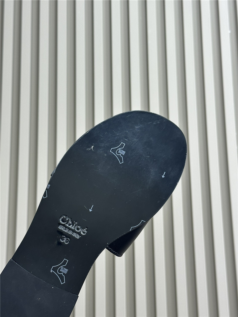 Chloé Marcie Black Leather Slides