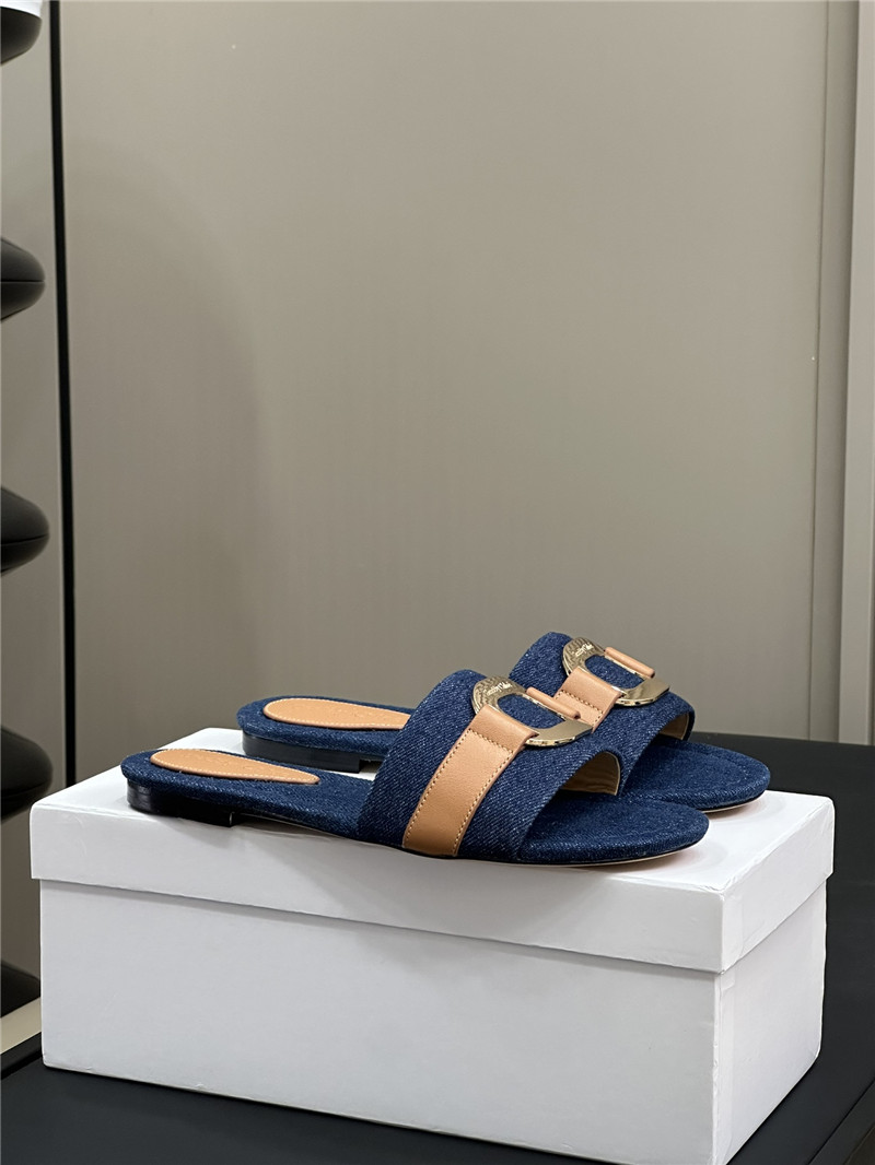 Chloé Blue Klaire Denim Slides