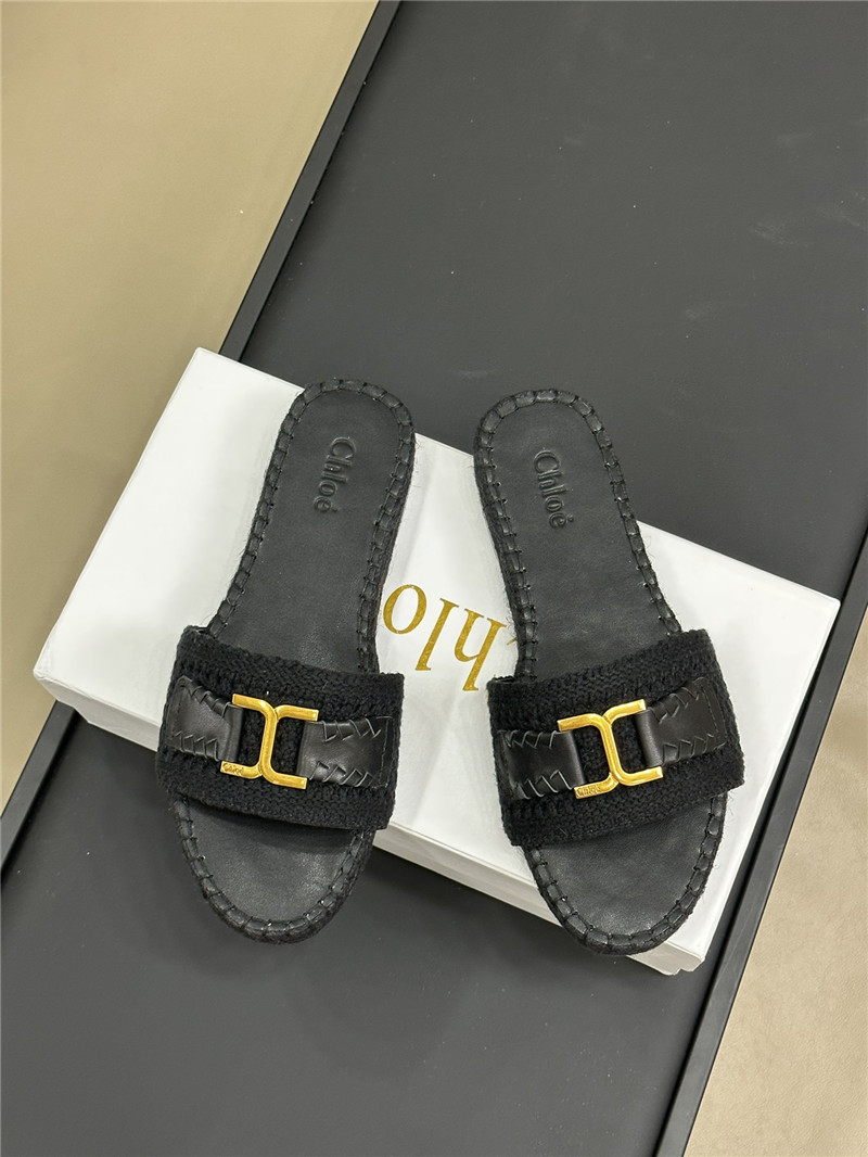 Chloé Black Woven Slide Mule Women