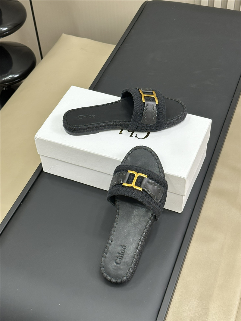 Chloé Black Woven Slide Mule Women