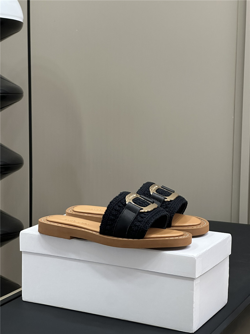 Chloé Black Woven Slide Mule