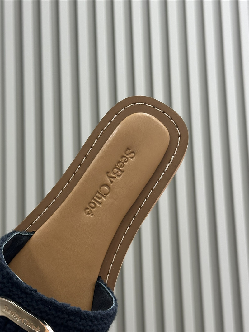 Chloé Black Woven Slide Mule