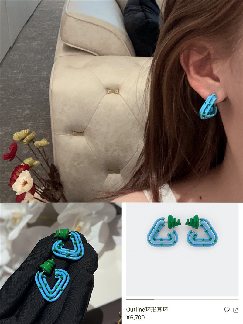 b0tt*ga Ven*ta blue oil spiral metal earrings