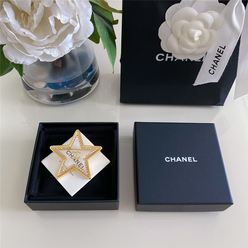 Ch**el transparent five-pointed star brooch