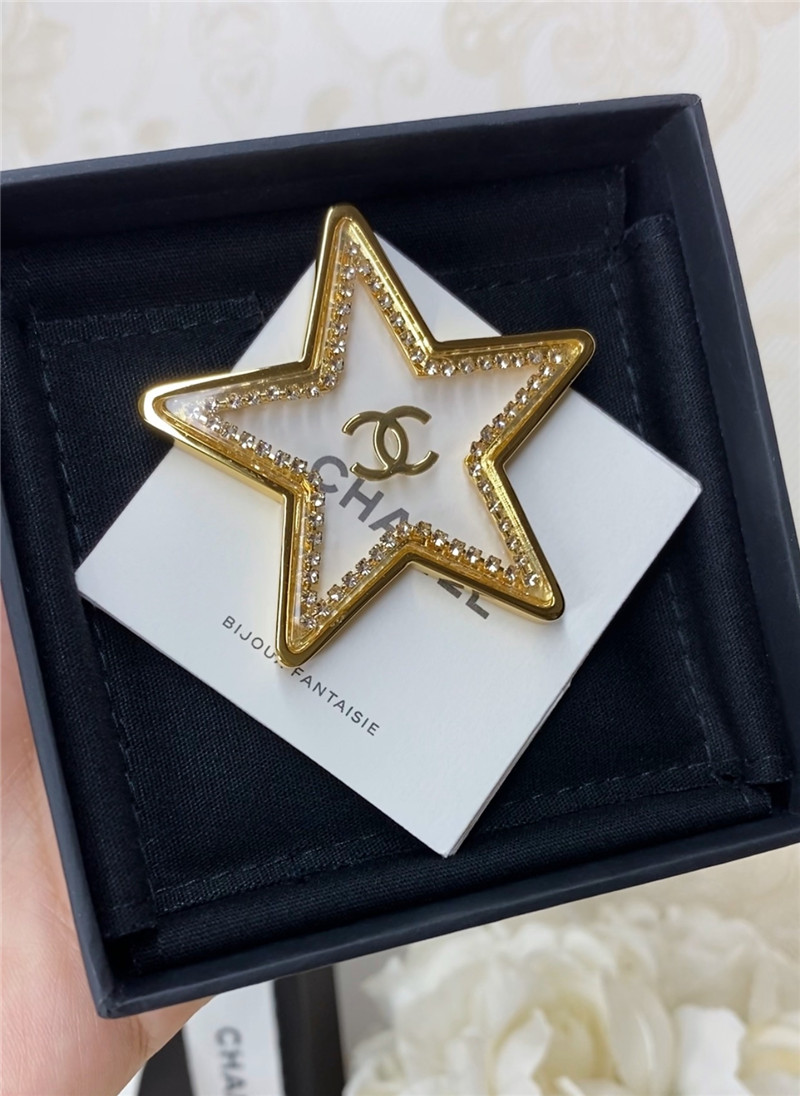 Ch**el transparent five-pointed star brooch
