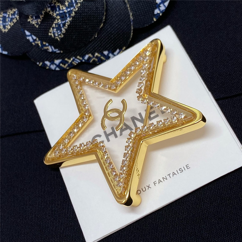 Ch**el transparent five-pointed star brooch