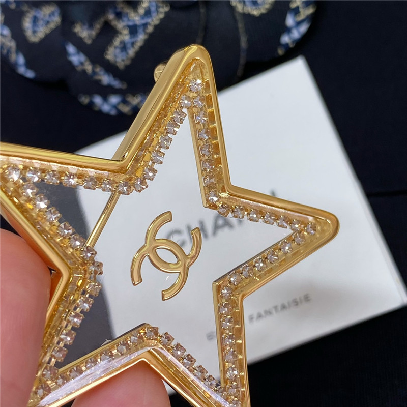 Ch**el transparent five-pointed star brooch