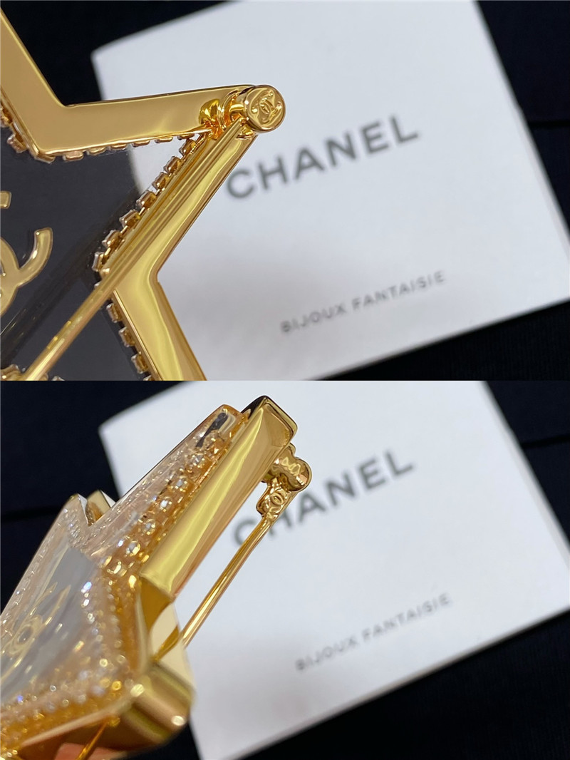 Ch**el transparent five-pointed star brooch