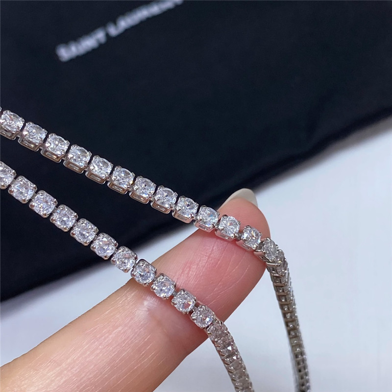 y51 full D1am0nd chain contrast logo necklace