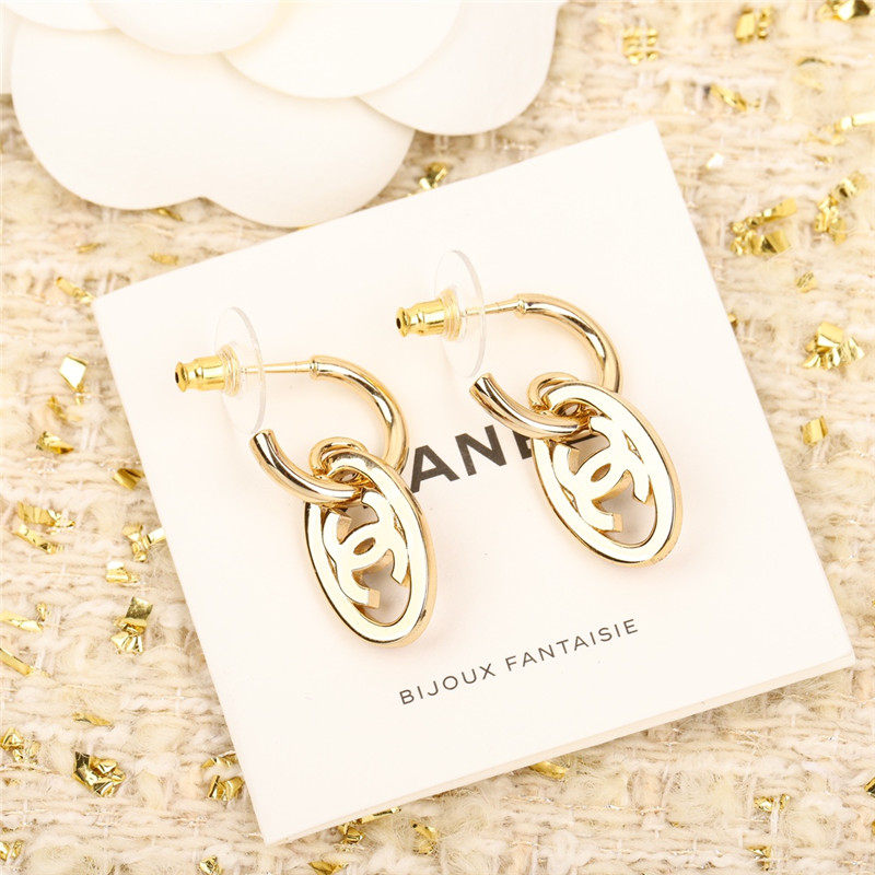 Ch**el oval double c earrings