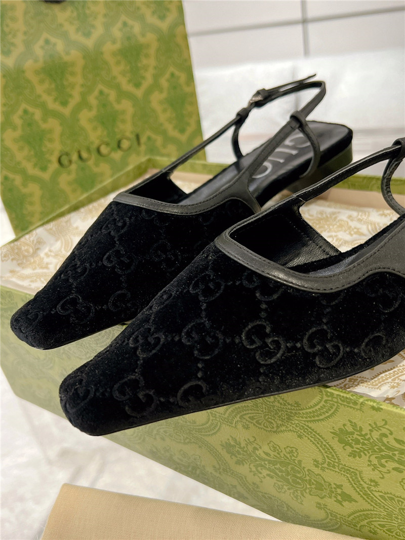 Gvc*1 gg-jacquard velvet slingback flats