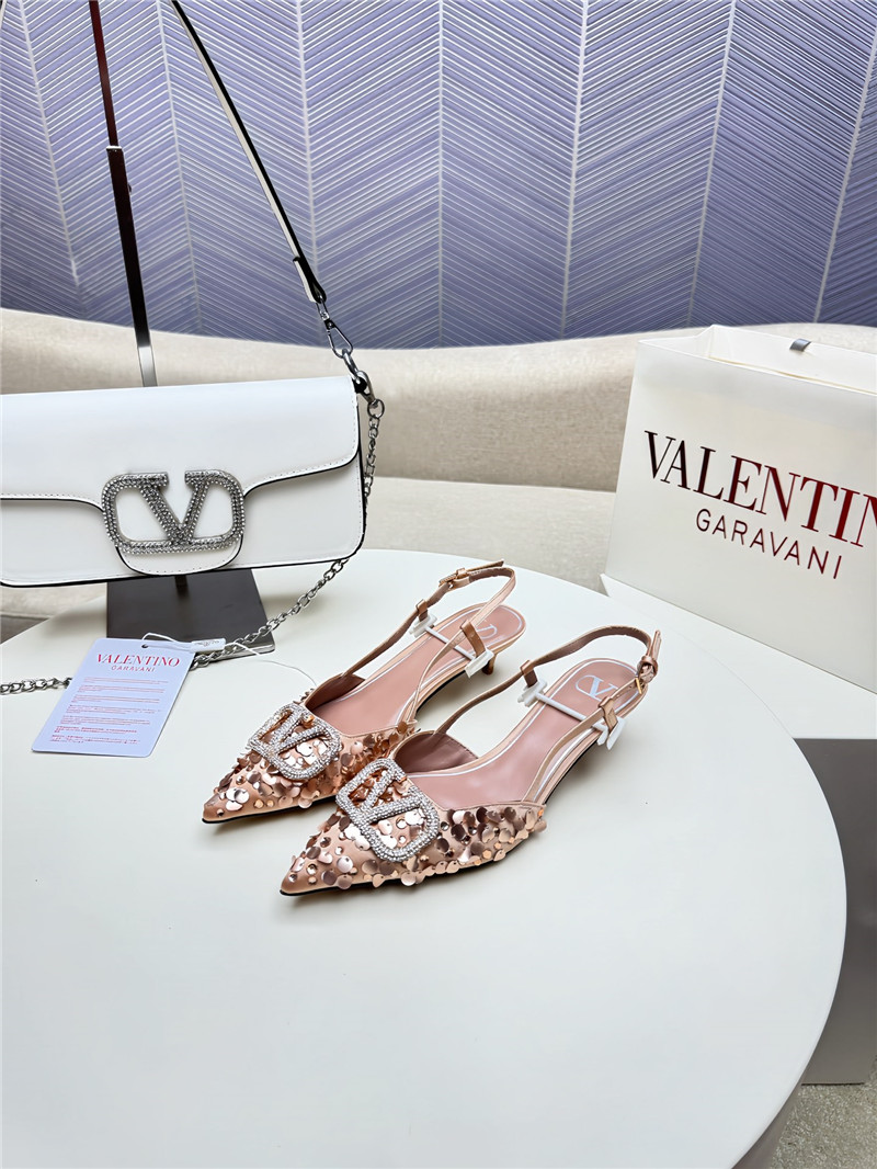 Va1e*ntin0 v logo buckle high heel sandals replica shoes