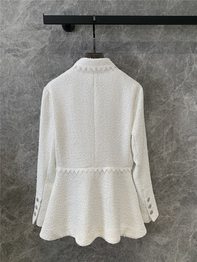 Ch**el white sequined lace tweed jacket replica d&g clothing