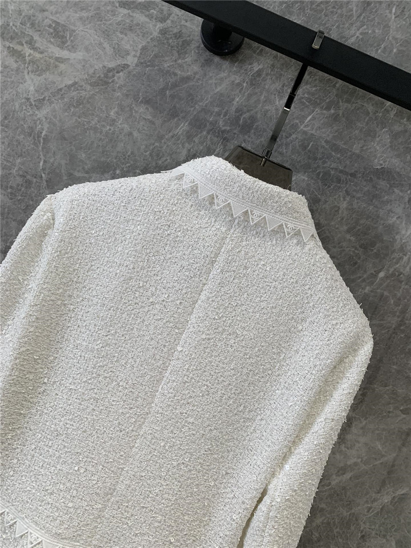 Ch**el white sequined lace tweed jacket replica d&g clothing