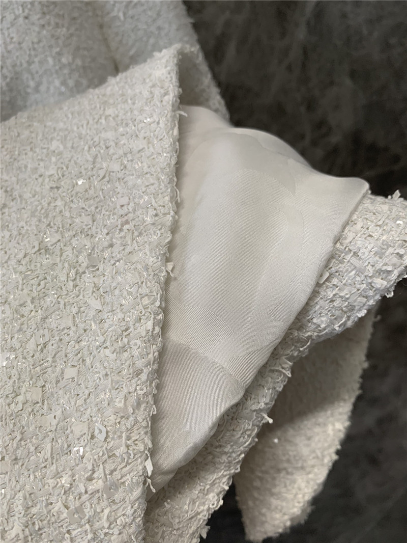 Ch**el white sequined lace tweed jacket replica d&g clothing