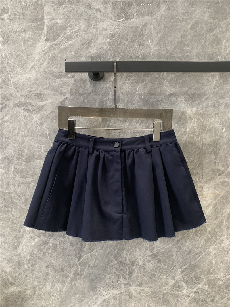 Miu Miu Navy Blue Mini Pleated Skirt