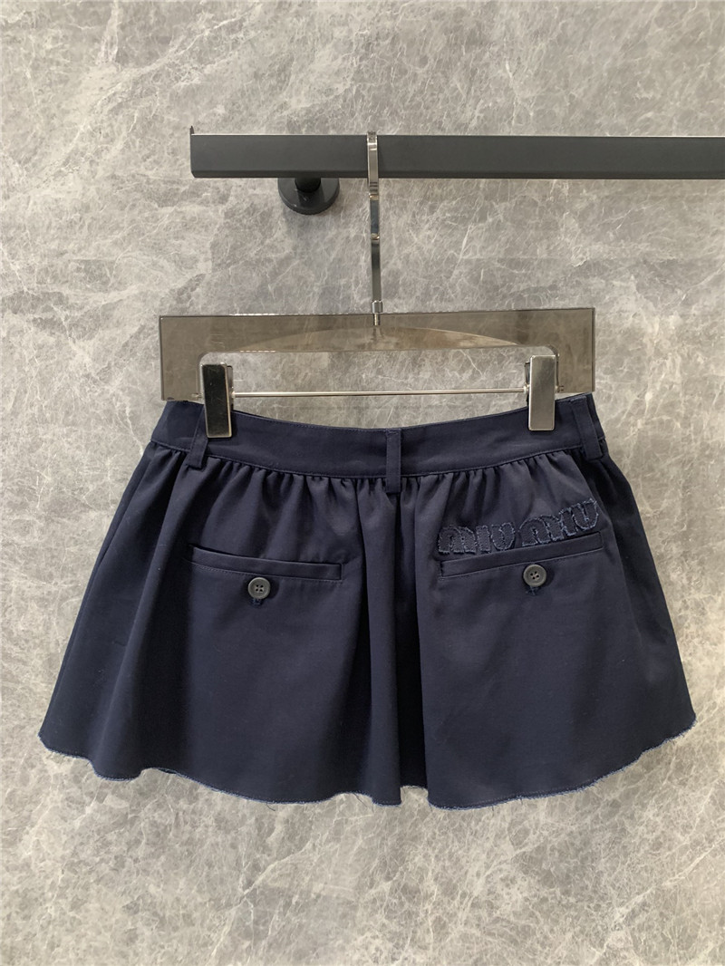 Miu Miu Navy Blue Mini Pleated Skirt