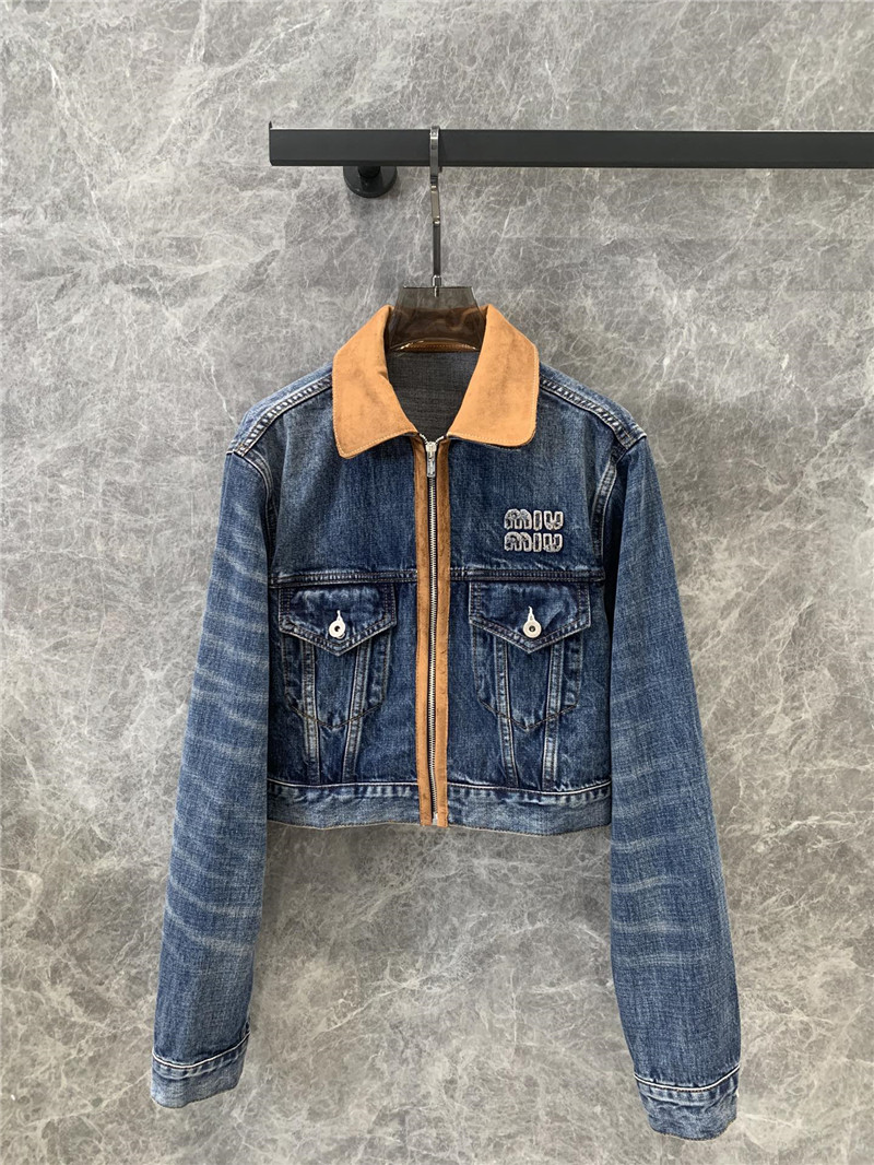 M1um1u lapel denim jacket replica d&g clothing