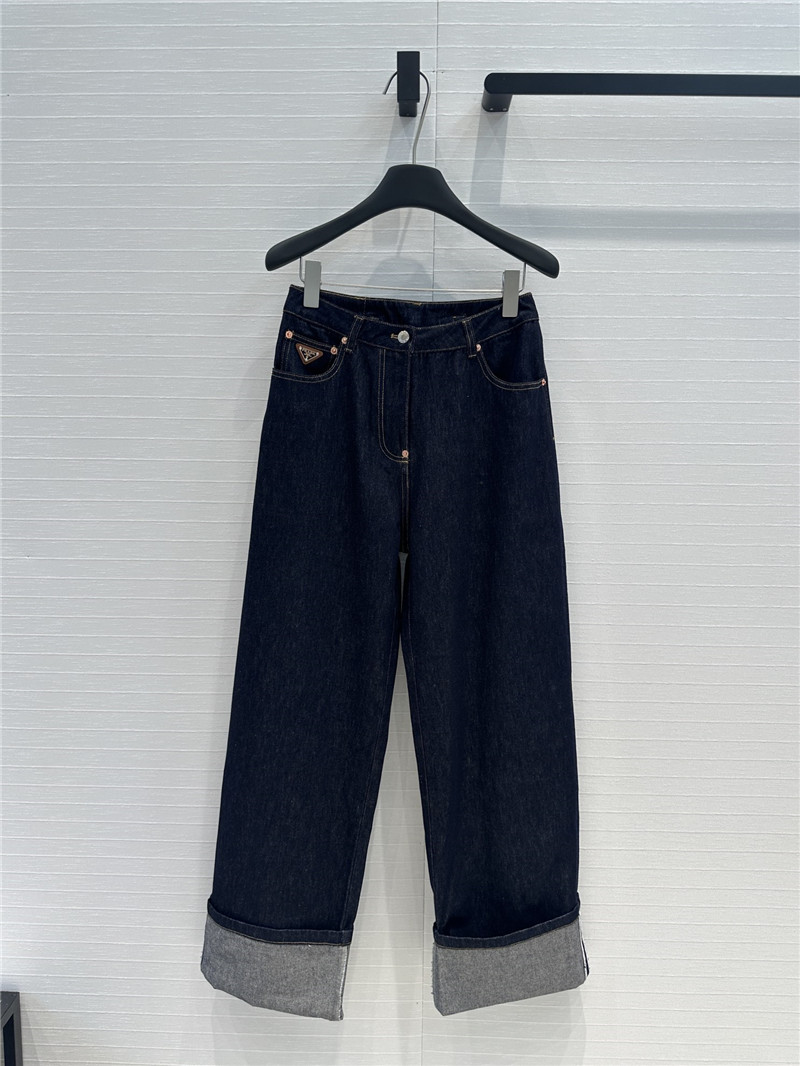 Pra*a functional wind hem straight pants replica clothing sites