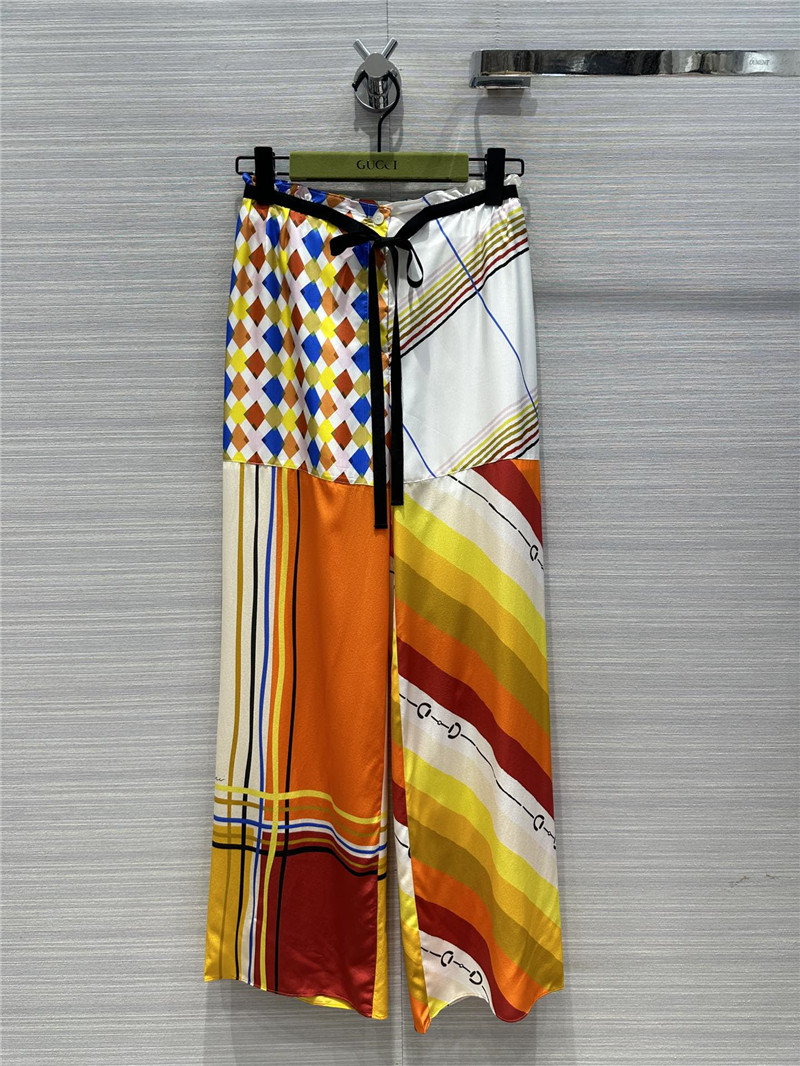 Gvc*1 patchwork printed silk trousers replica d&g clothing