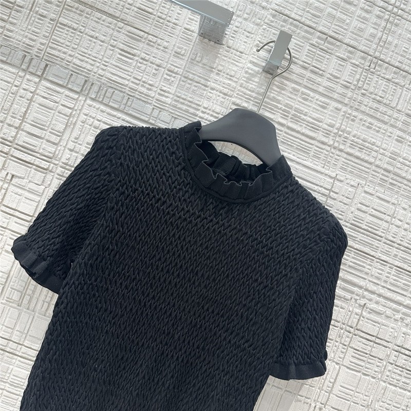 Ch**el lace collar short-sleeve top black