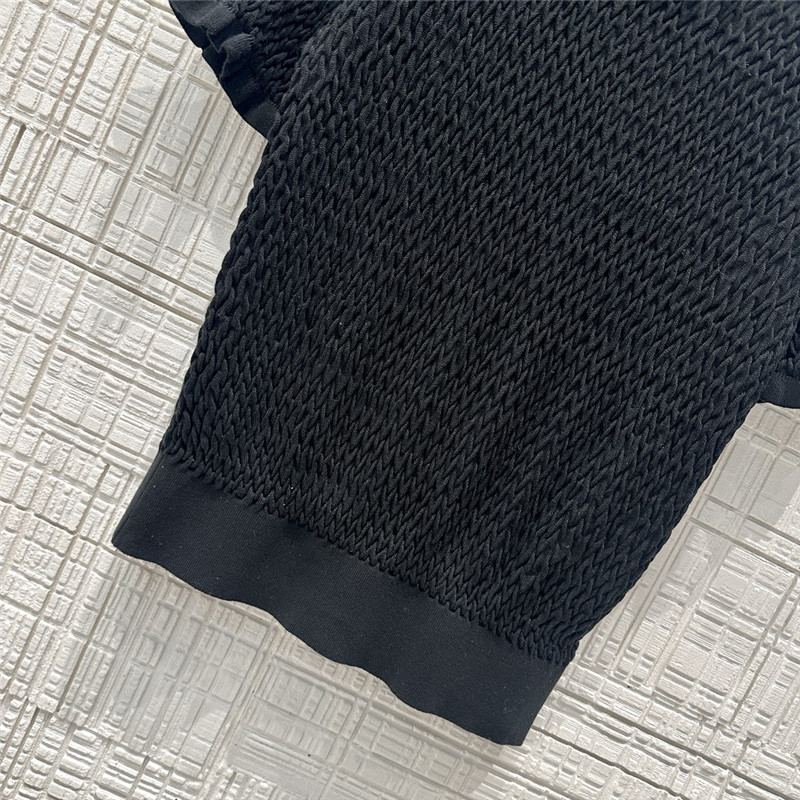 Ch**el lace collar short-sleeve top black