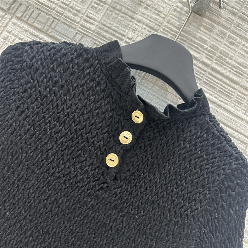 Ch**el lace collar short-sleeve top black