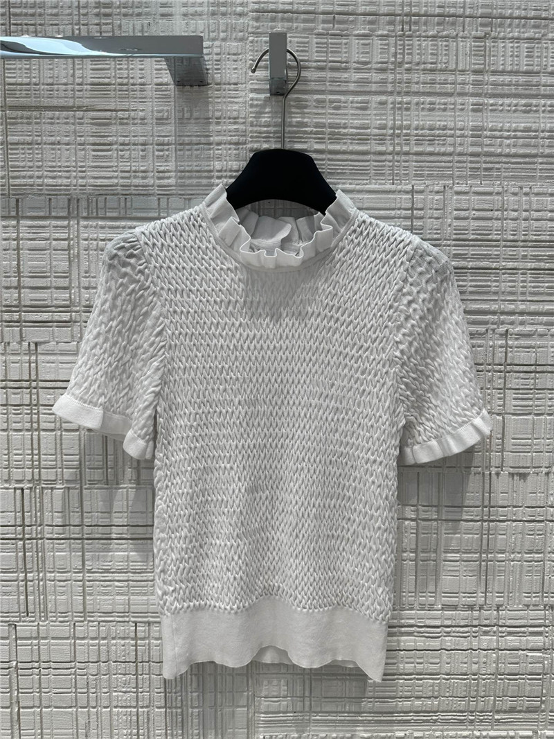 Ch**el lace collar short-sleeve top white