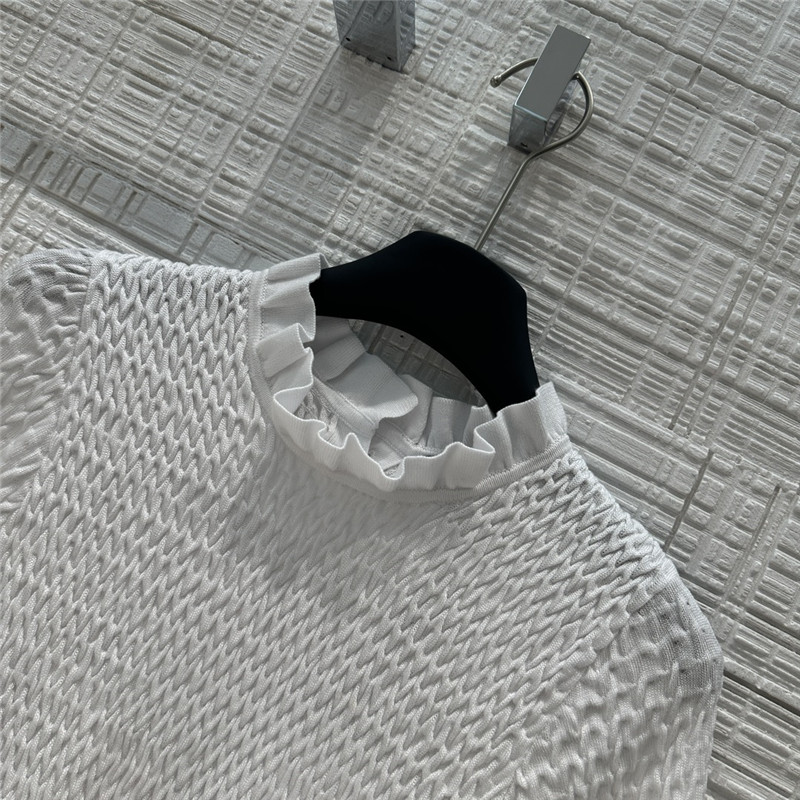 Ch**el lace collar short-sleeve top white