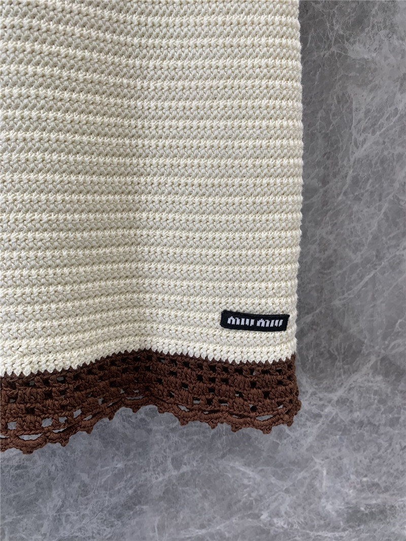 Miu Miu Ivory Crochet Polo Shirt