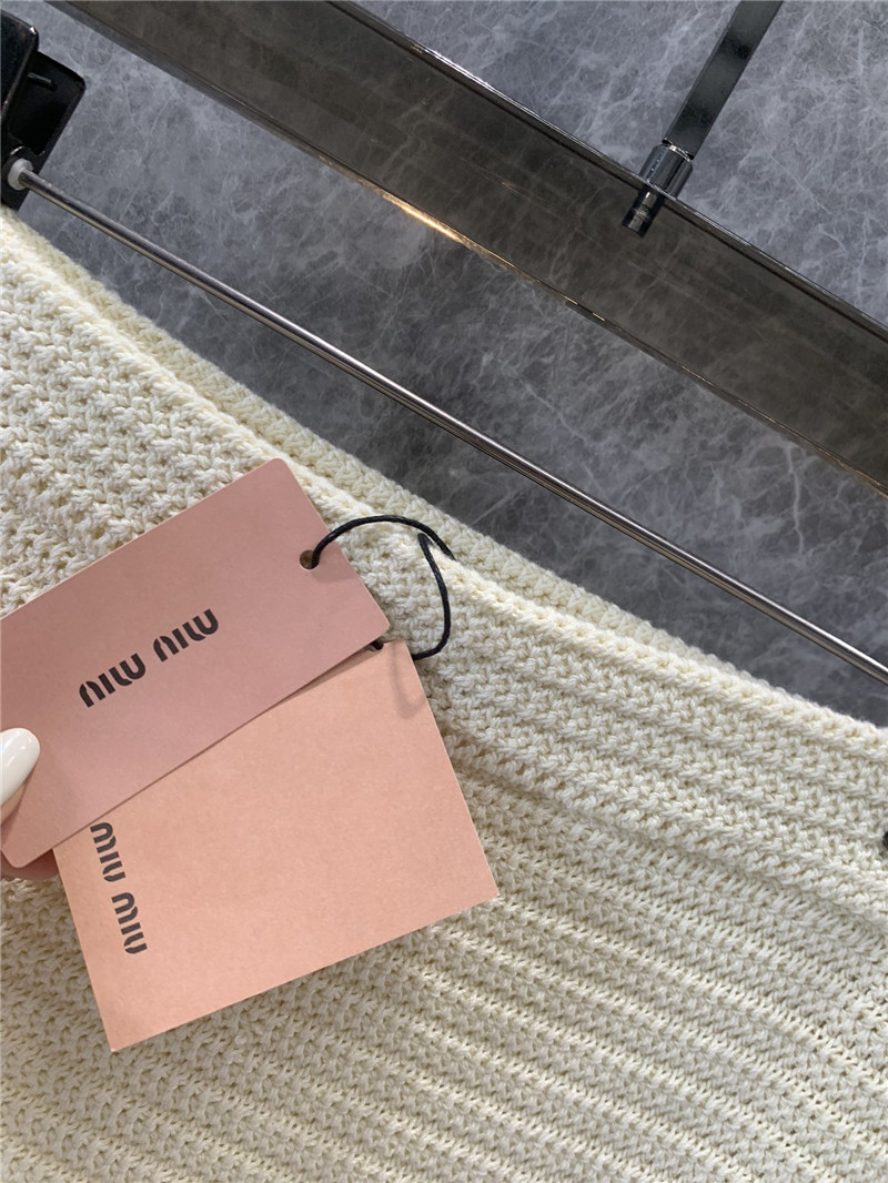 Miu Miu Ivory Crochet Polo Shirt